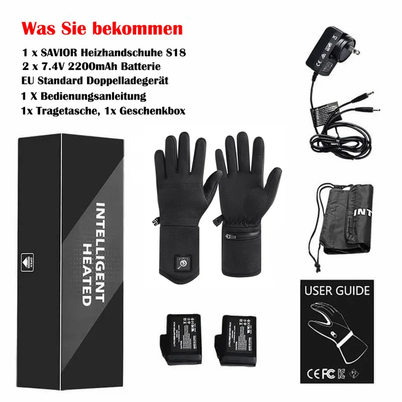 Savior Beheizbare Unterziehhandschuhe – Dünne Heizhandschuhe mit Touchscreen für Damen & Herren