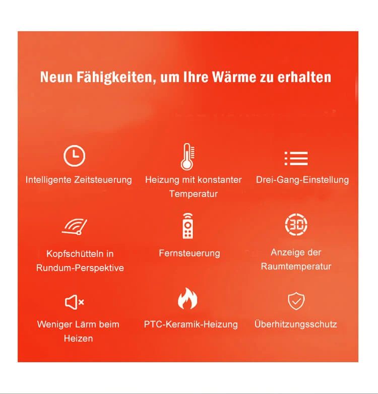 Elektrische Raumheizung | 2000W Keramik-Heizlüfter mit Fernbedienung