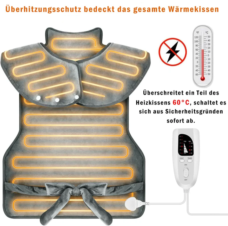 Großes Heizkissen für Rücken, Nacken und Schultern
