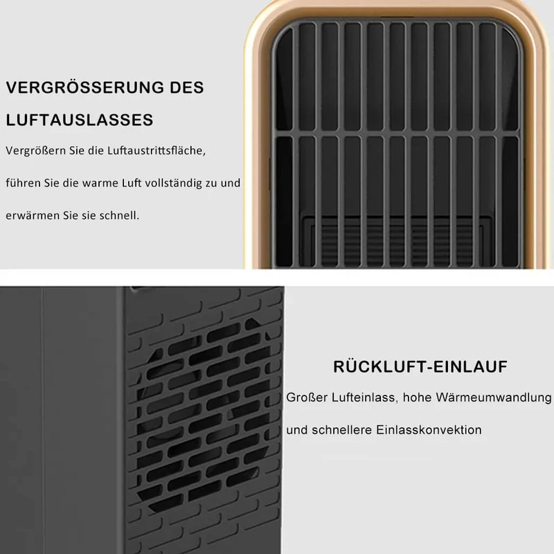 Mini Keramik-Heizlüfter Energiesparend 500W | Kleine Elektrische Heizung mit Thermostat & Oszillation