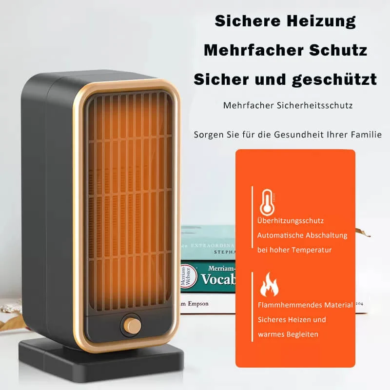 Mini Keramik-Heizlüfter Energiesparend 500W | Kleine Elektrische Heizung mit Thermostat & Oszillation