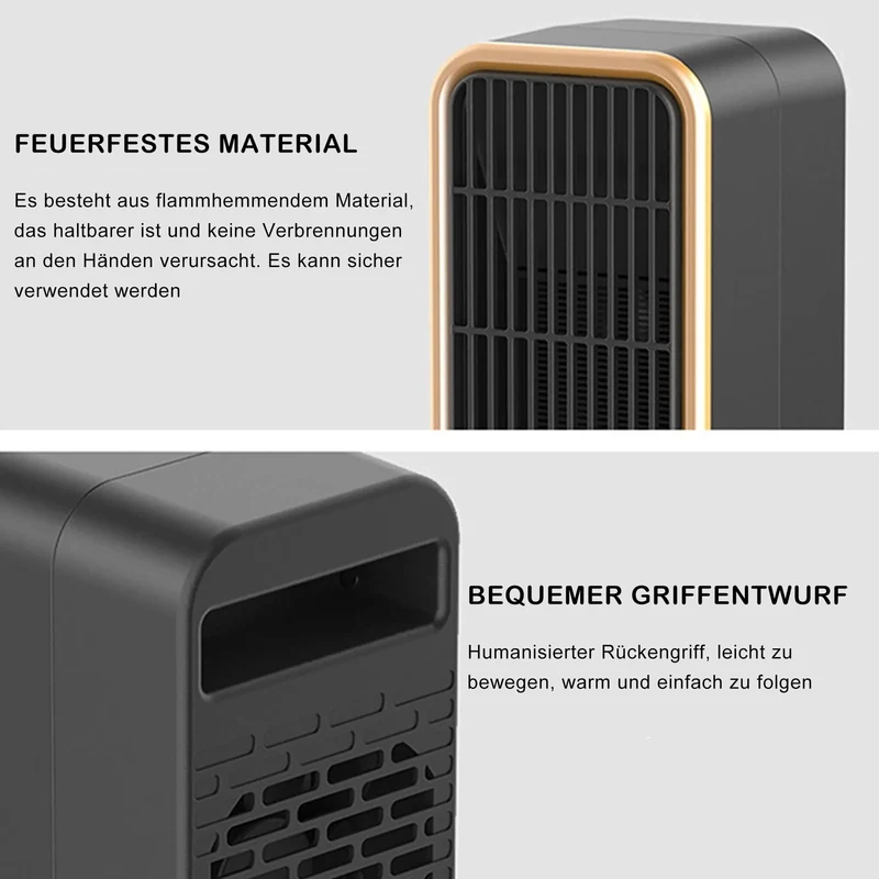 Mini Keramik-Heizlüfter Energiesparend 500W | Kleine Elektrische Heizung mit Thermostat & Oszillation