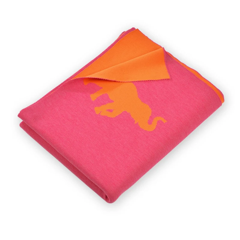 Decke 140x180cm Elephants, magenta/orange