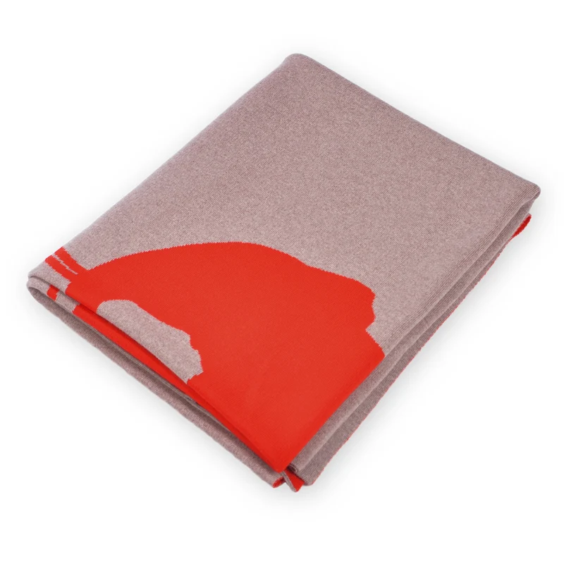 Decke 140x180cm Elephant, beige/rot