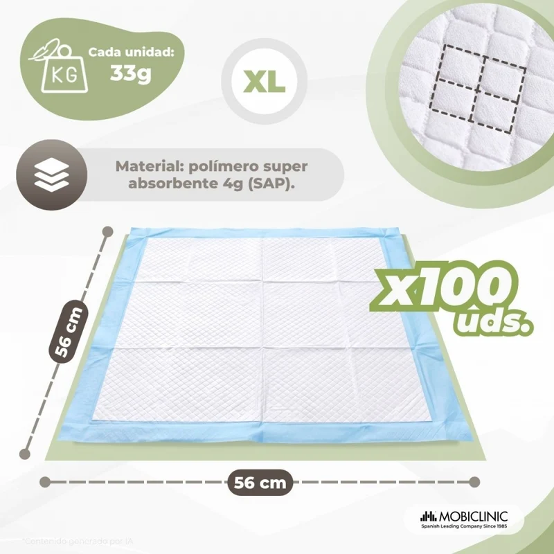 Trainingsunterlagen Haustier | 56x56 cm | Super-Absorption | Transportabel | PP-01 | Karton mit 100 Stück | Mobiclinic