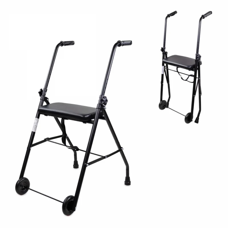 Rollator für Senioren | Faltbar | Sitz | 2 Räder | Mattschwarz | Emérita | Mobiclinic