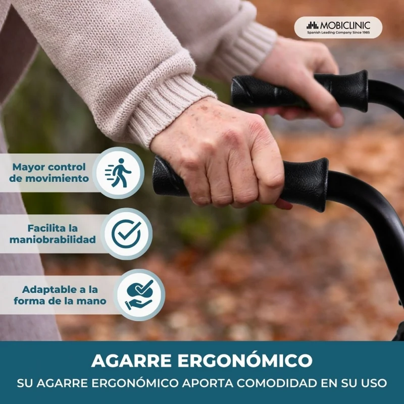 Rollator für Senioren | Faltbar | Sitz | 2 Räder | Mattschwarz | Emérita | Mobiclinic