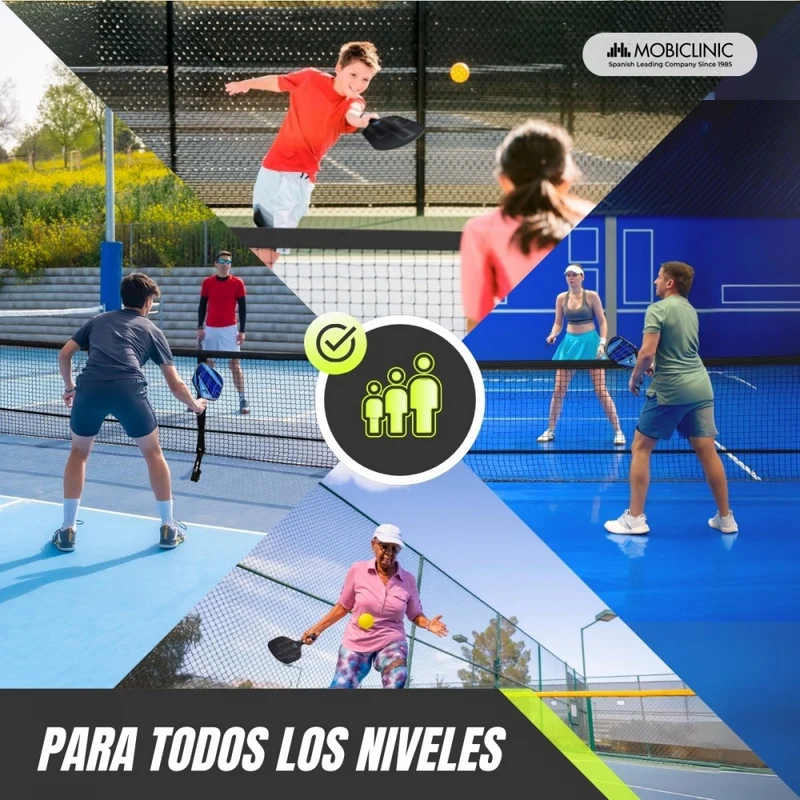 Pickleball-Set | 4 Schläger | 4 Bälle | Netz mit Rädern | Tragetasche | Rutschfester Griff | Mobiall | Mobiclinic