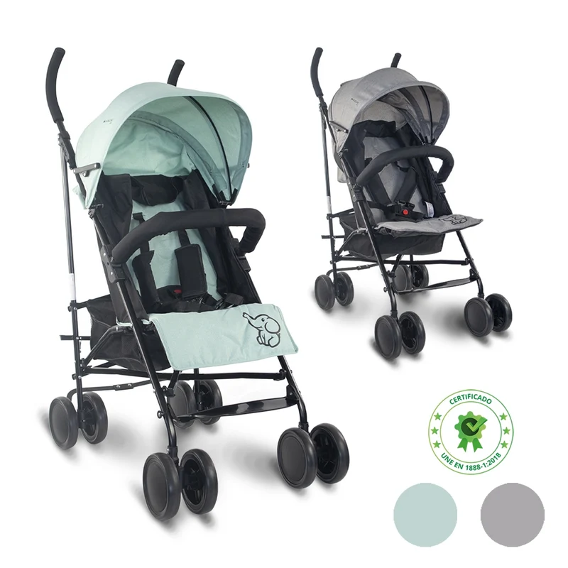 Kinderwagen | Buggy | Zusammenklappbar | Rückenlehne verstellbar | Doppeltes Sicherheitssystem | Elefant | Mobiclinic
