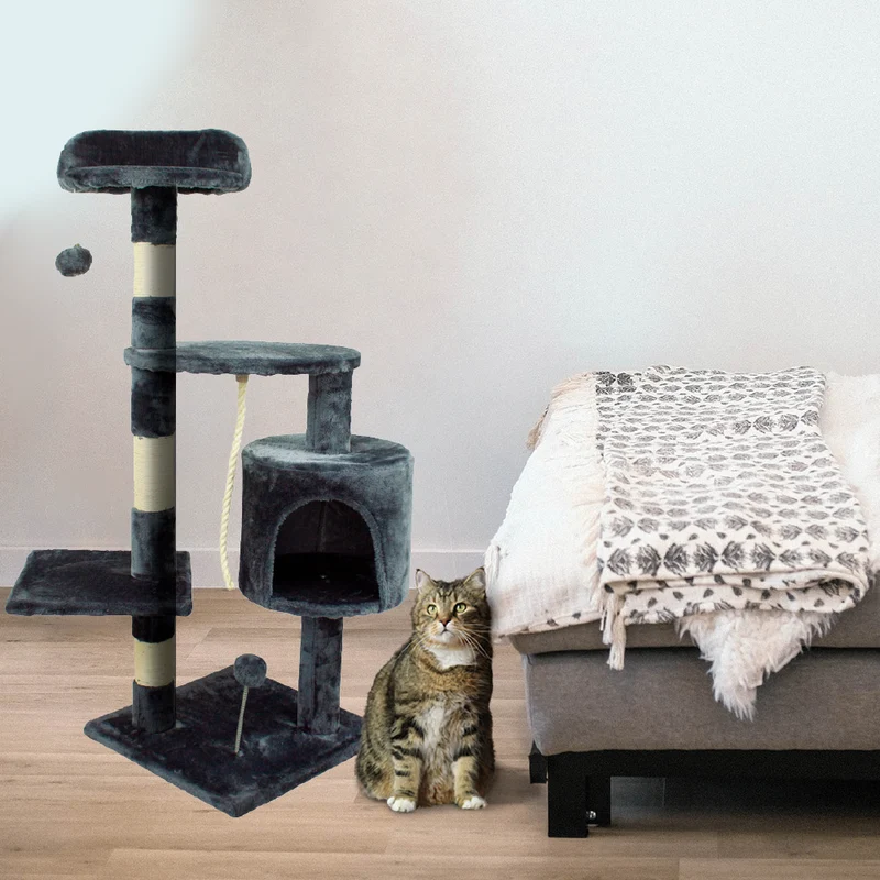 Kratzbaum für Katzen | Medium | Kratzbaum | 3 Höhen | 40x40x112 cm | Grau |Modell: Silvestre | Mobiclinic