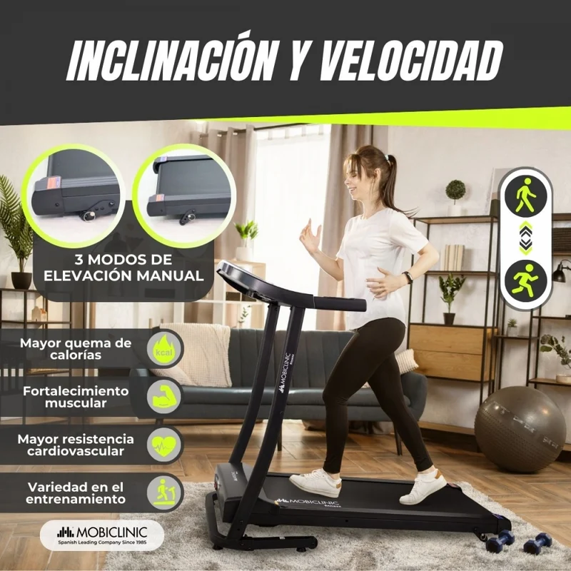 Klappbares Laufband | Bluetooth-Lautsprecher |12 km/h|Höhensystem| App-LCD-Bildschirm 139x62x114 cm| Lautlos| ETNA| Mobiclinic