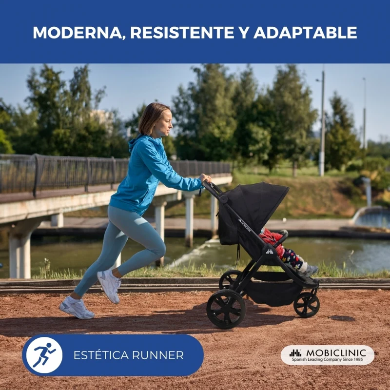 Kinderwagen mit 3 Rädern |Leicht |Geländeräder |5-Punkt-Gurt |Rückentasche |Max. 22kg |Agnes| Mobiclinic