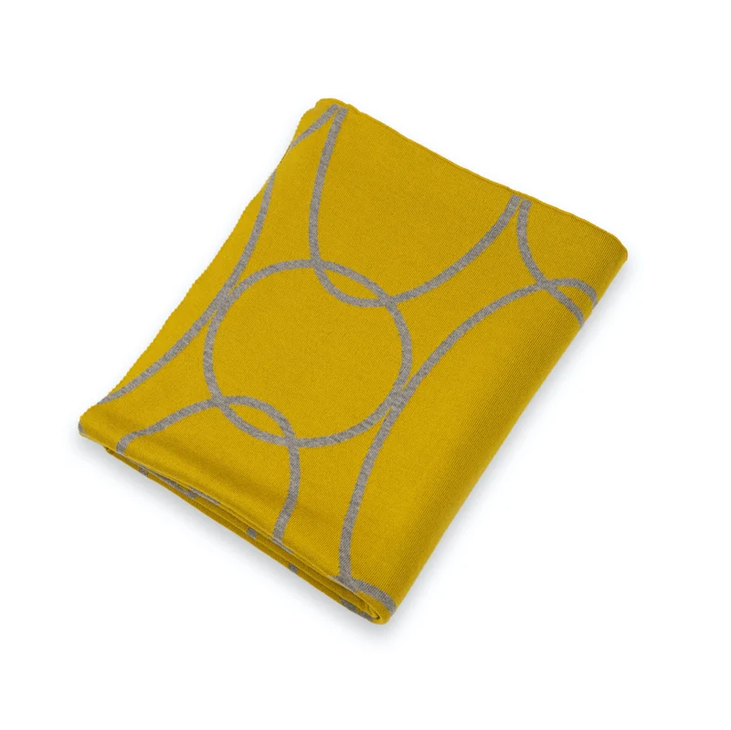 Decke 140x180cm Rings, senf/grau