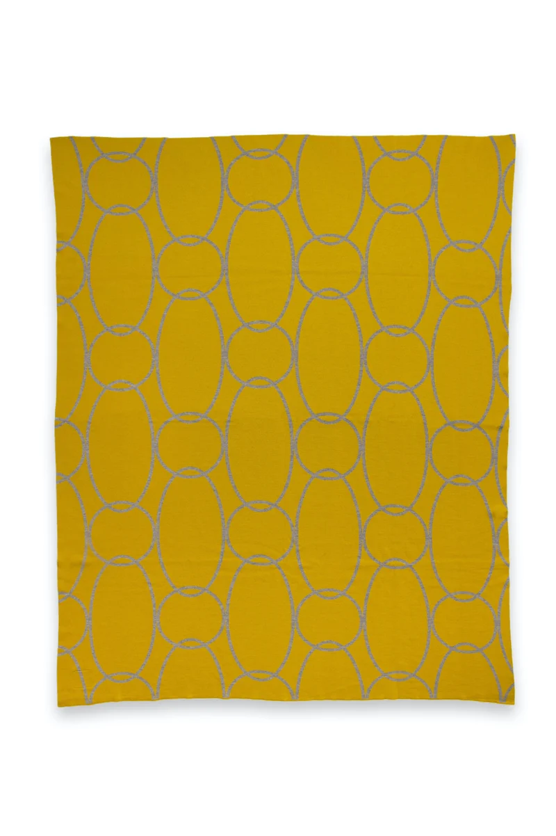 Decke 140x180cm Rings, senf/grau