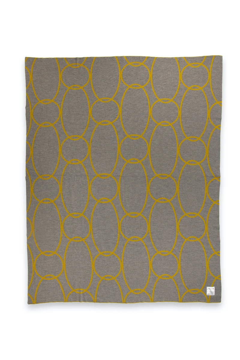 Decke 140x180cm Rings, senf/grau