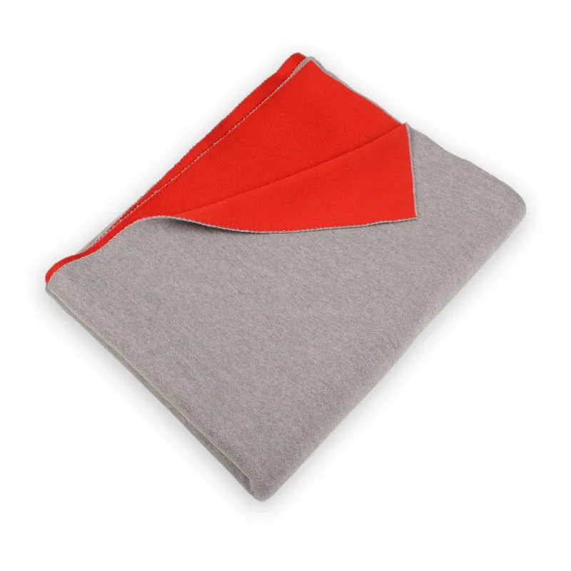 Decke 140x180cm Doubleface, grau/rot