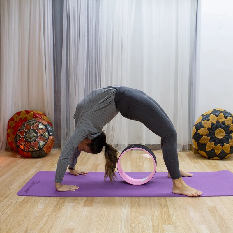Yoga-Rad | Anti-Rutsch | Multifunktional | PTE+PP| 30x13 cm | Schwarz und Rosa| RY-01 |Mobiclinic
