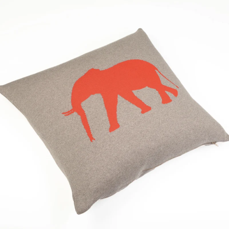 Kissenhülle 50x50cm Elephant, beige/rot
