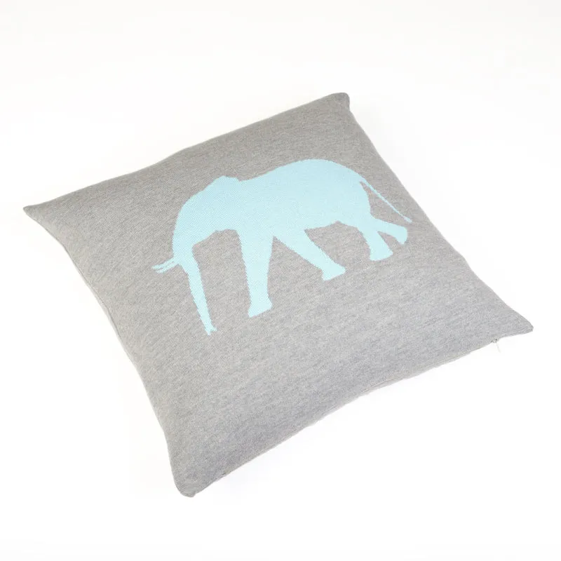 Kissenhülle 50x50cm Elephant, grau/türkis