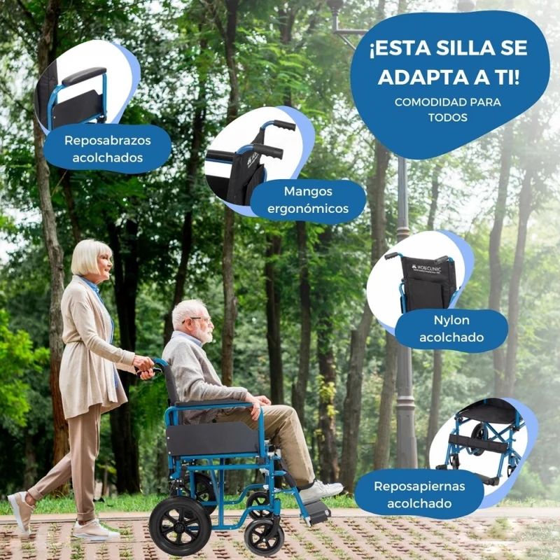 Faltbarer Rollstuhl | Kleine Räder | 46 cm | Blau | Marsella | Mobiclinic