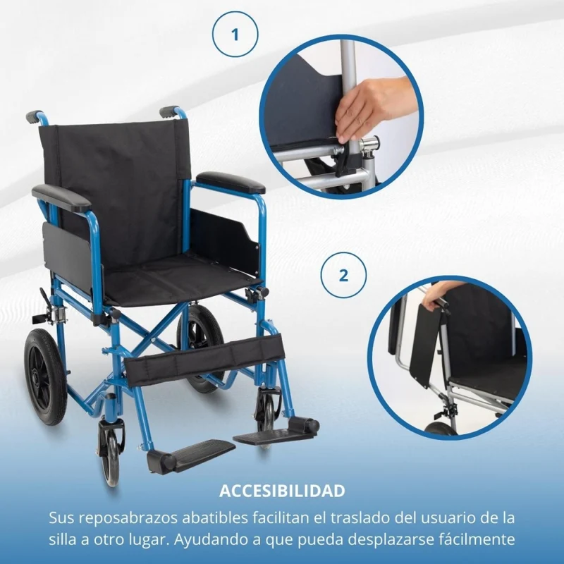 Faltbarer Rollstuhl | Kleine Räder | 46 cm | Blau | Marsella | Mobiclinic