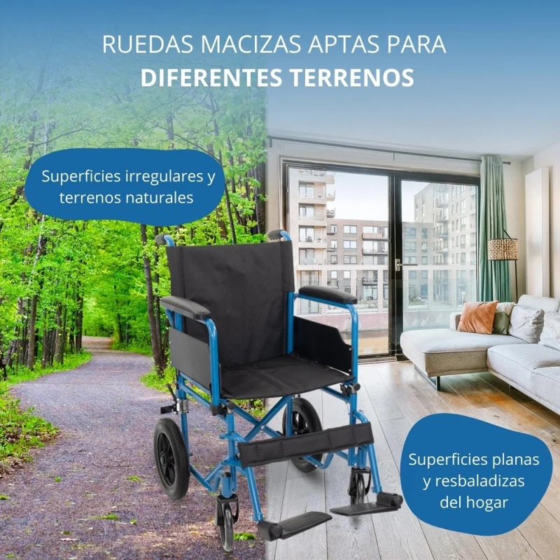 Faltbarer Rollstuhl | Kleine Räder | 46 cm | Blau | Marsella | Mobiclinic