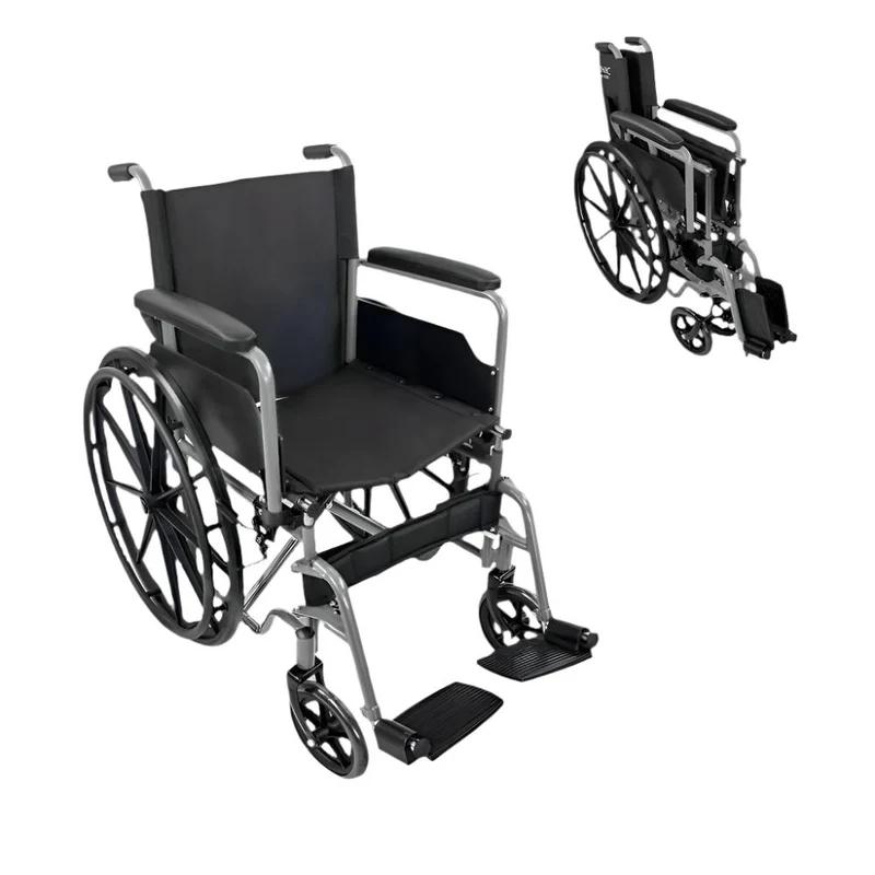 Faltbarer Rollstuhl | Große Räder | 46 cm | Grau | Modell: Marsella | Mobiclinic