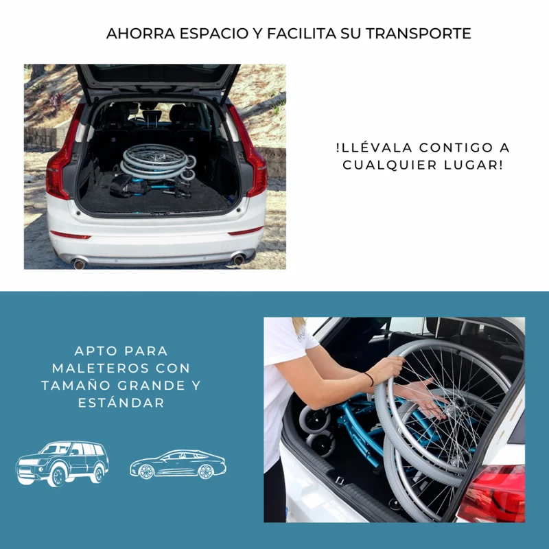 Rollstuhl |Premium| Aluminium | Rückenlehne klappbar | Dickes Kissen | Türkis | Modell: Venecia | Mobiclinic