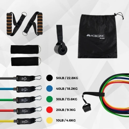 Home Gym Fitness Pack | Elastic Tubes | Pedalier | Klimmzugstangen | Mobiclinic