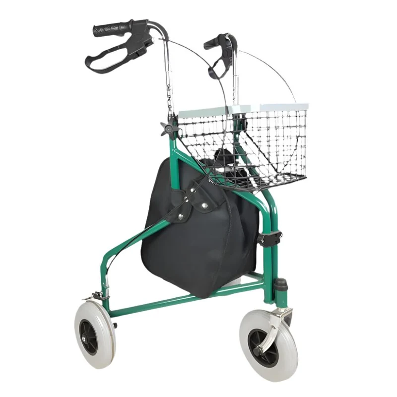 Rollator | 3 Rad | Faltbar | Verstellbar | Korb | Tragetasche | Grün | Caleta | Mobiclinic