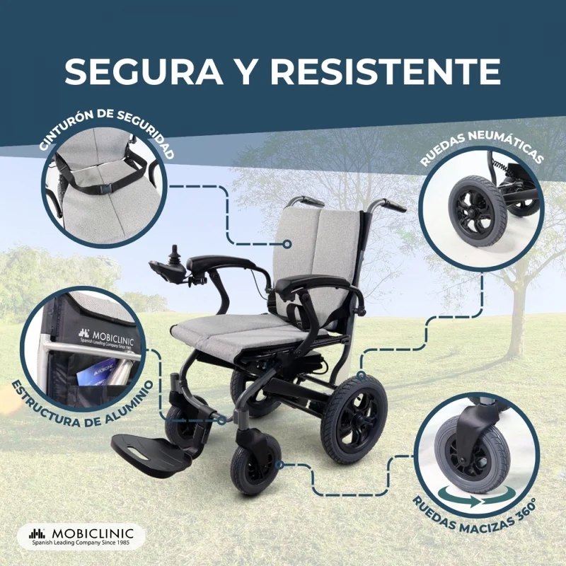 Elektrorollstuhl | Faltbar | Aluminium | Dualmodus | 20 km Reichweite | Bis zu 100 kg | Verona | Mobiclinic