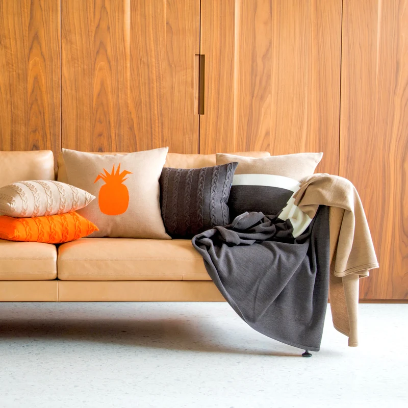 Decke 140x180cm Trio, braun/camel/weiß
