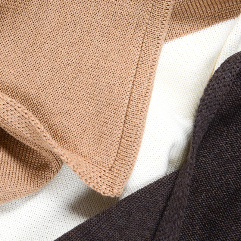 Decke 140x180cm Trio, braun/camel/weiß