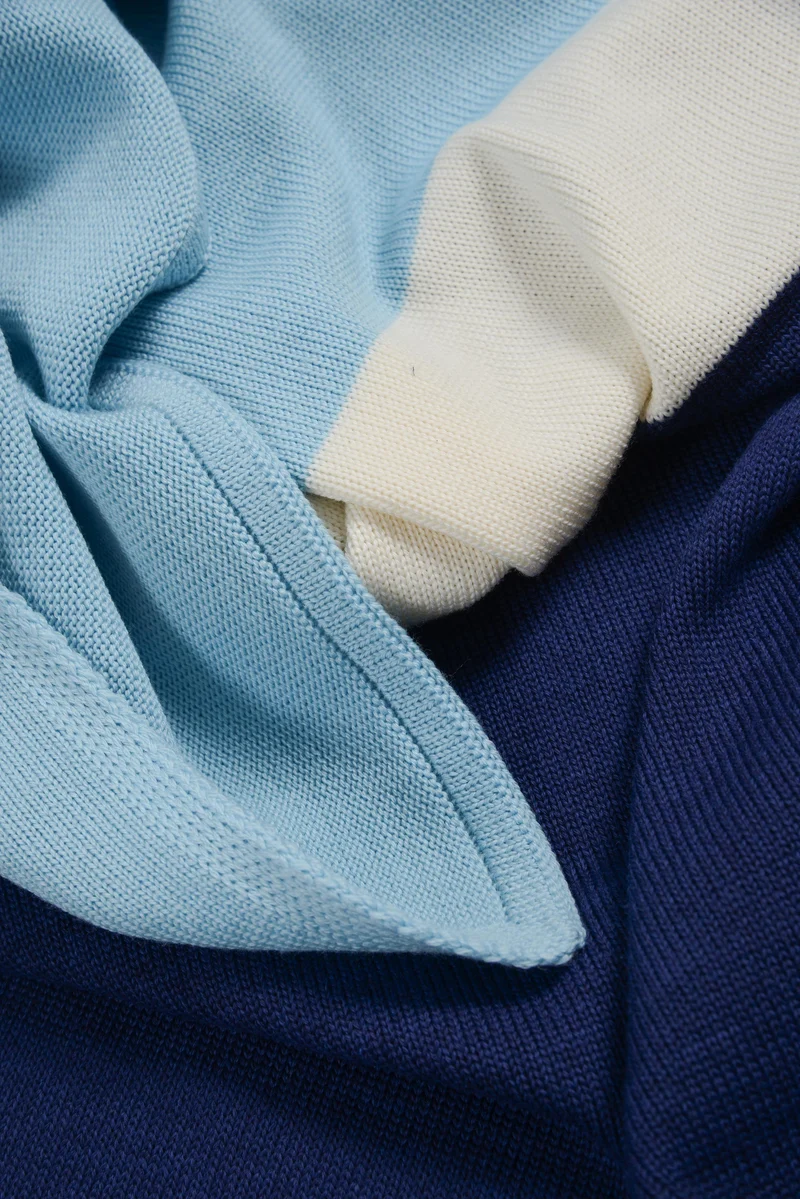 Decke 140x180cm Trio, blau/türkis/weiß