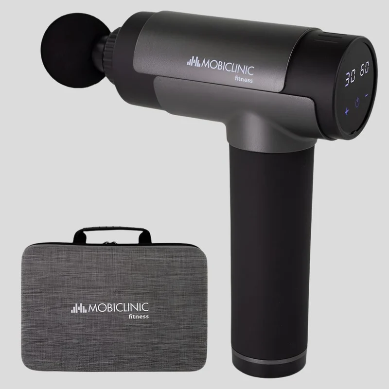 Massagepistole | Tragbar | LCD-Bildschirm | 6 Aufsteckköpfe | 30 Stufen | Modell: PS-01 | Mobiclinic