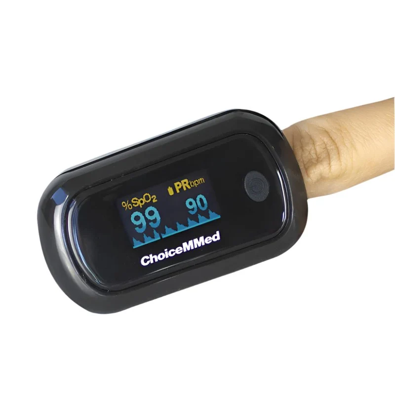 Finger-Pulsoximeter | SpO2 | Herzfrequenz | Plethysmographische Wellenform | OLED-Display | Schwarz | Mobiclinic