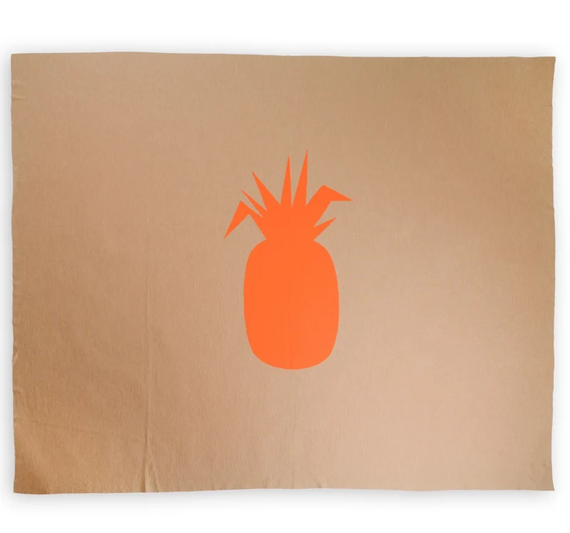 Bettüberwurf 200x240cm Ananas, camel/orange