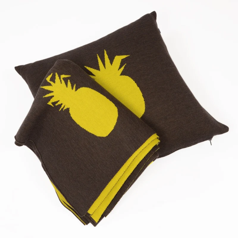 Decke 140x180cm Ananas, braun/gelb
