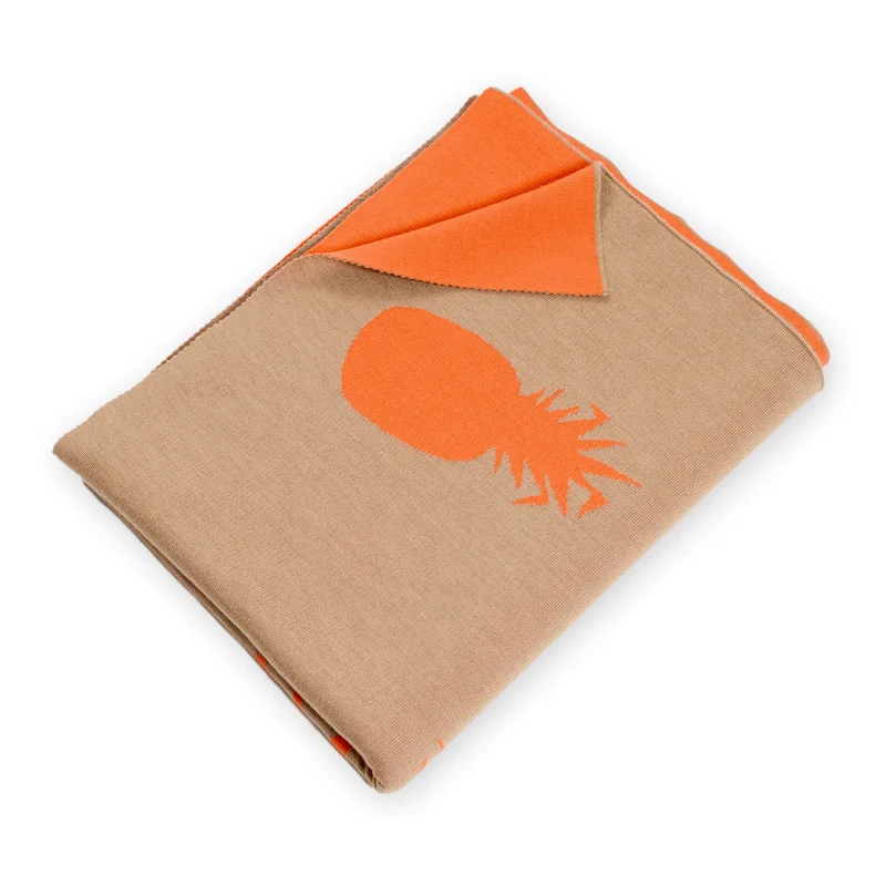 Decke 140x180cm Ananas, camel/orange
