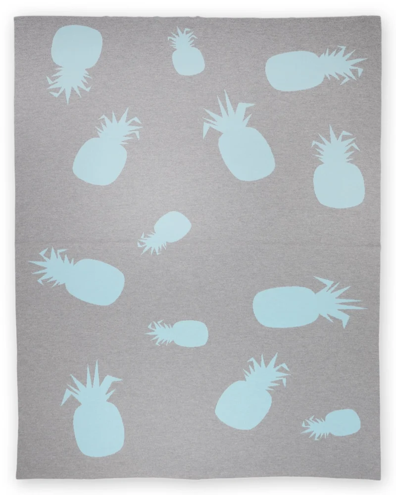 Decke 140x180cm Ananas, grau/türkis
