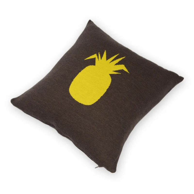 Kissenhülle 50x50cm Ananas, braun/gelb