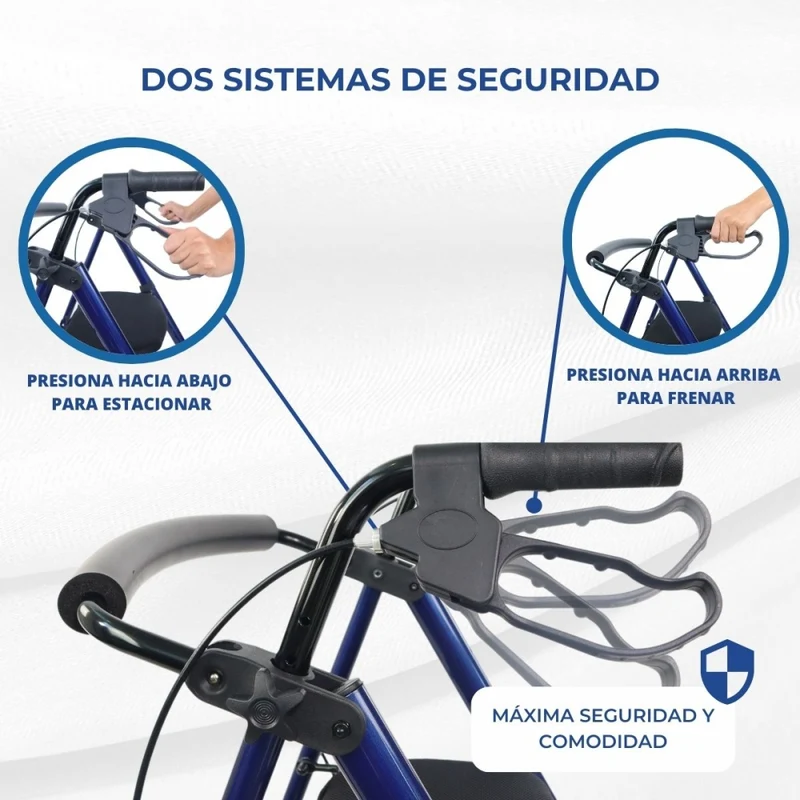 Premium Rollator | Faltbar | Leicht | Bremsen an den Handgriffen | Blau | Augusto | Mobiclinic