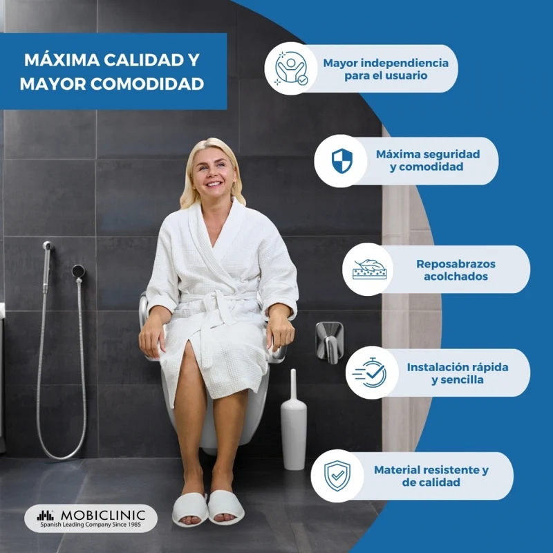 Toilettensitzerhöhung mit Armlehnen | Deckel | klappbare Armlehnen | Weiß | Guadiana | Mobiclinic
