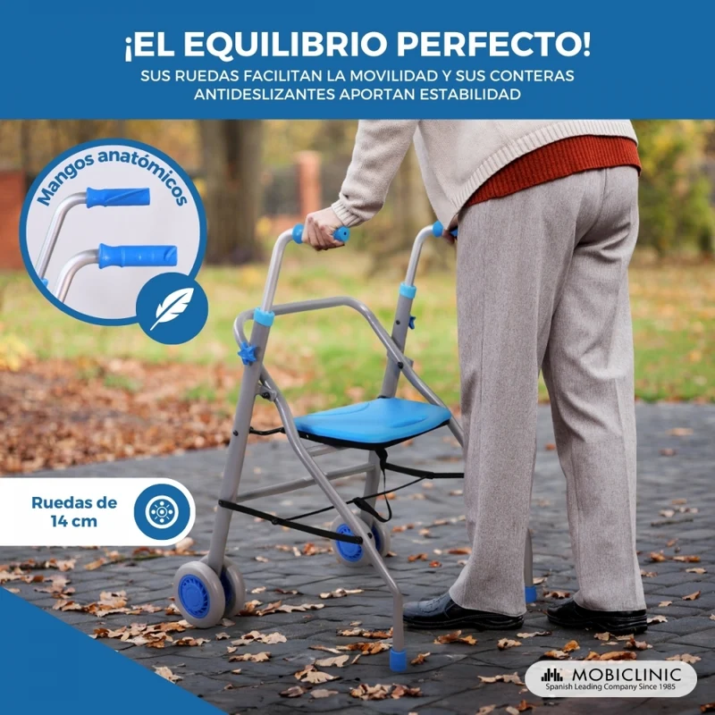 Rollator | Deluxe | Leichtgewicht | Faltbar | Sitz | Hellblau | Future | Mobiclinic