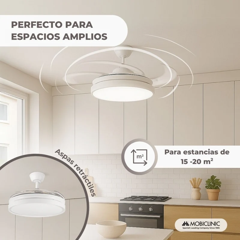 Deckenventilator | 4 Flügel | 6 Geschwindigkeiten | 3 Beleuchtungsmodi | LED-Licht | Fernbedienung | Oasis | Mobiclinic
