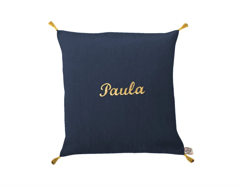 Kissen personalisiert LEINEN oxford blau