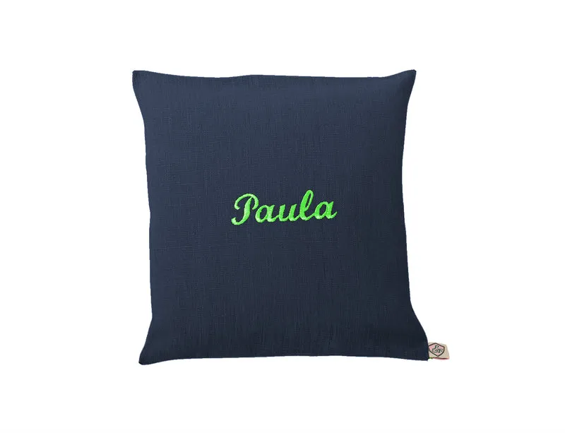 Kissen personalisiert LEINEN oxford blau