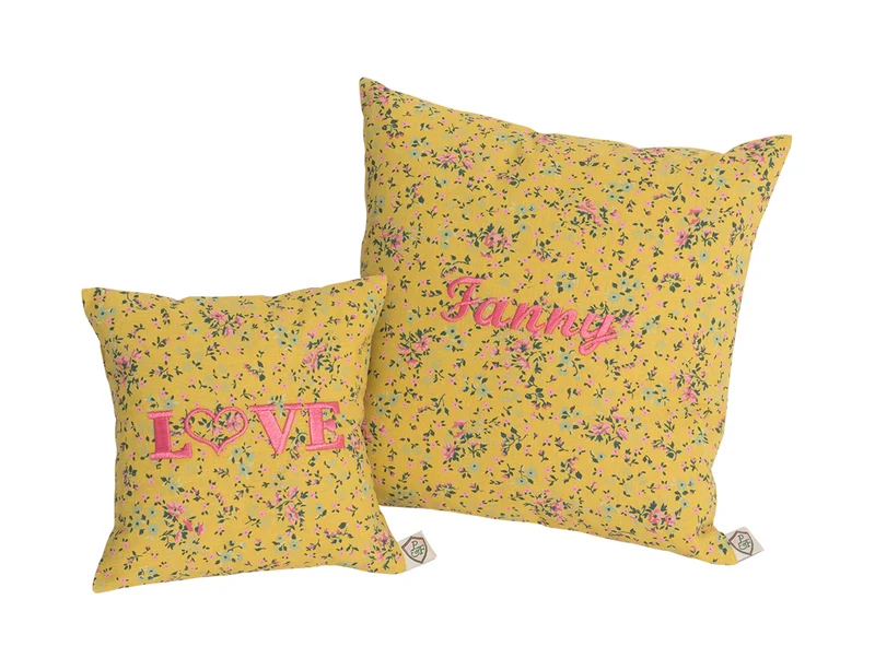 Kissen personalisiert LIBERTY senfgelb