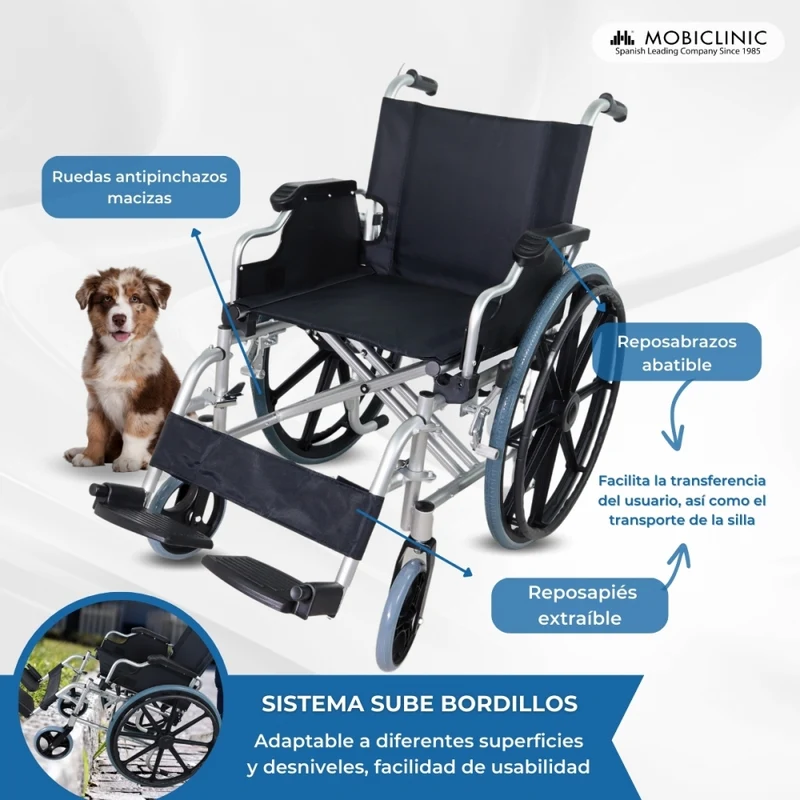 Multifunktionsrollstuhl | Aluminium | Klappbare Armlehnen und abnehmbare Fußstützen | Große Räder | Ópera | TOP | Mobiclinic