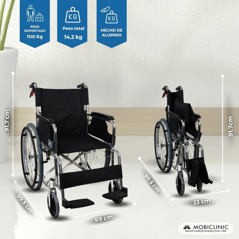 Rollstuhl | Aluminium | Faltbar | Mit Bremsen | Arm- und Fußstützen | Ultraleicht | Palacio | Mobiclinic